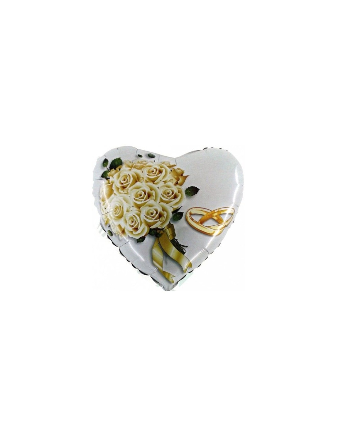 PALLONE MYLAR 18 WHITE ROSES BOUQUET